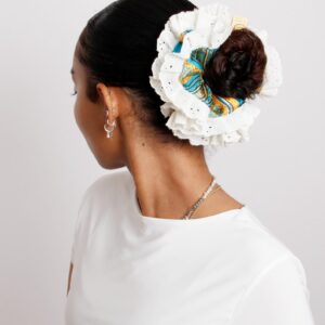 Amazigh Azul Gold Blue Oversized Kabyle Scrunchie Hair Accessory