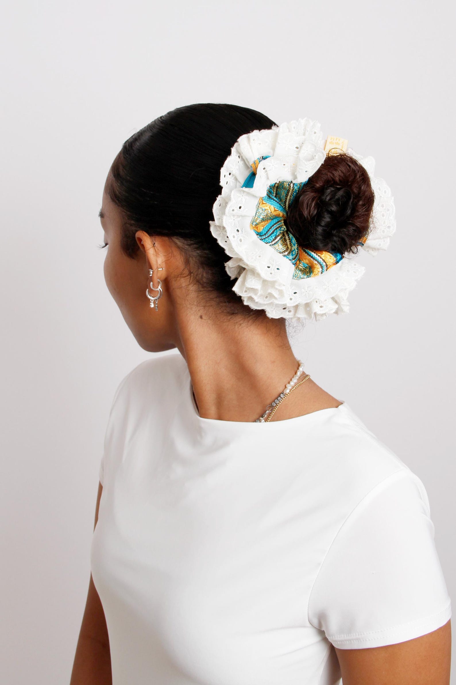 Amazigh Azul Gold Blue Oversized Kabyle Scrunchie Hair Accessory