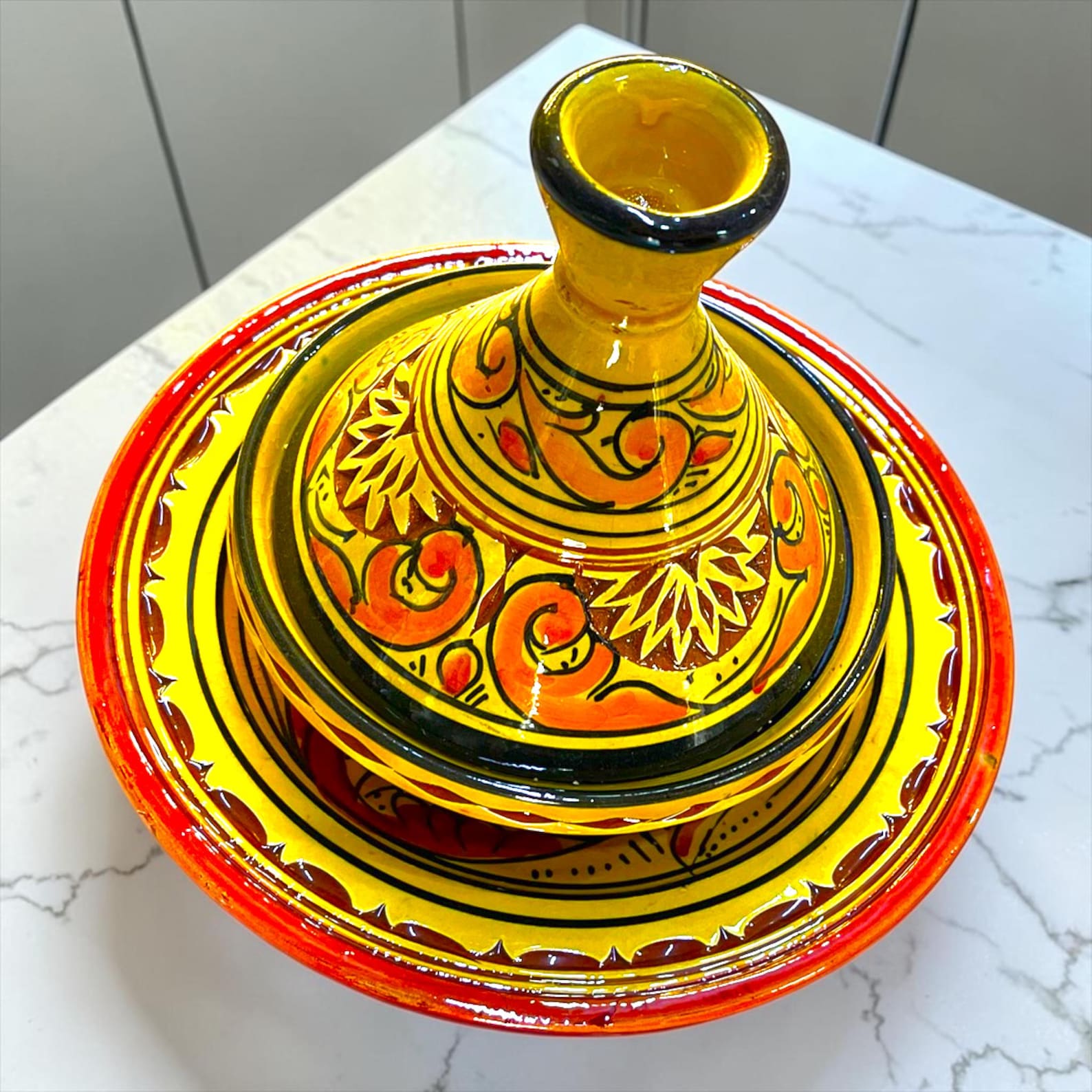 Amazigh Handmade Ceramic Plate Mini Traditional Tagine Set