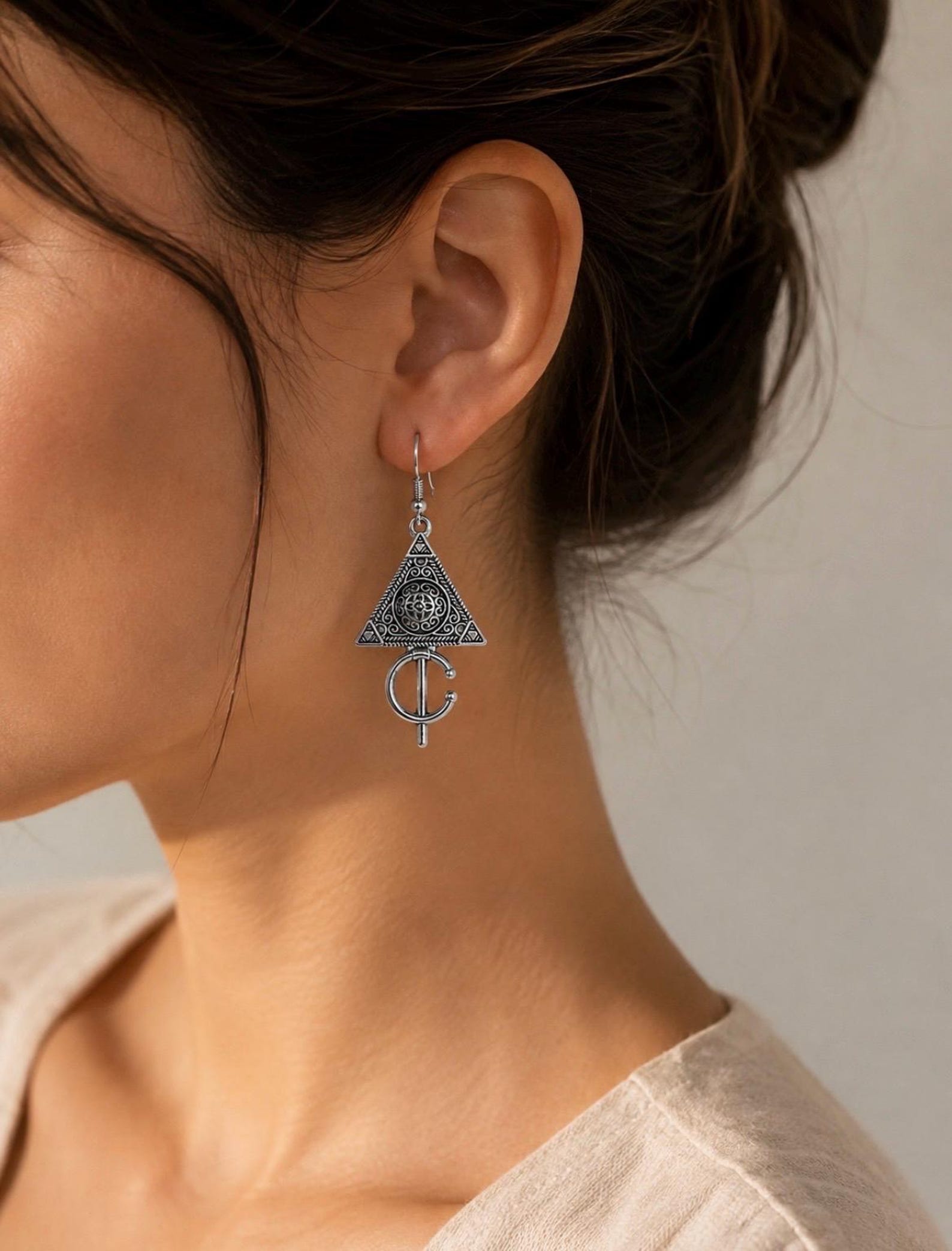 Berber Vintage Triangle Tribal Boho Statement Jewellery Earrings