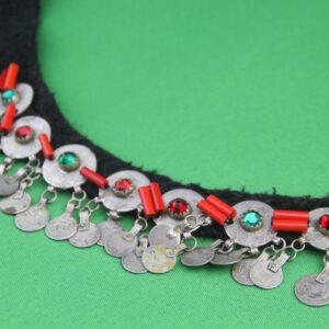 Berber Authentic ANTIQUE Silver Genuine Coral Coins Necklace