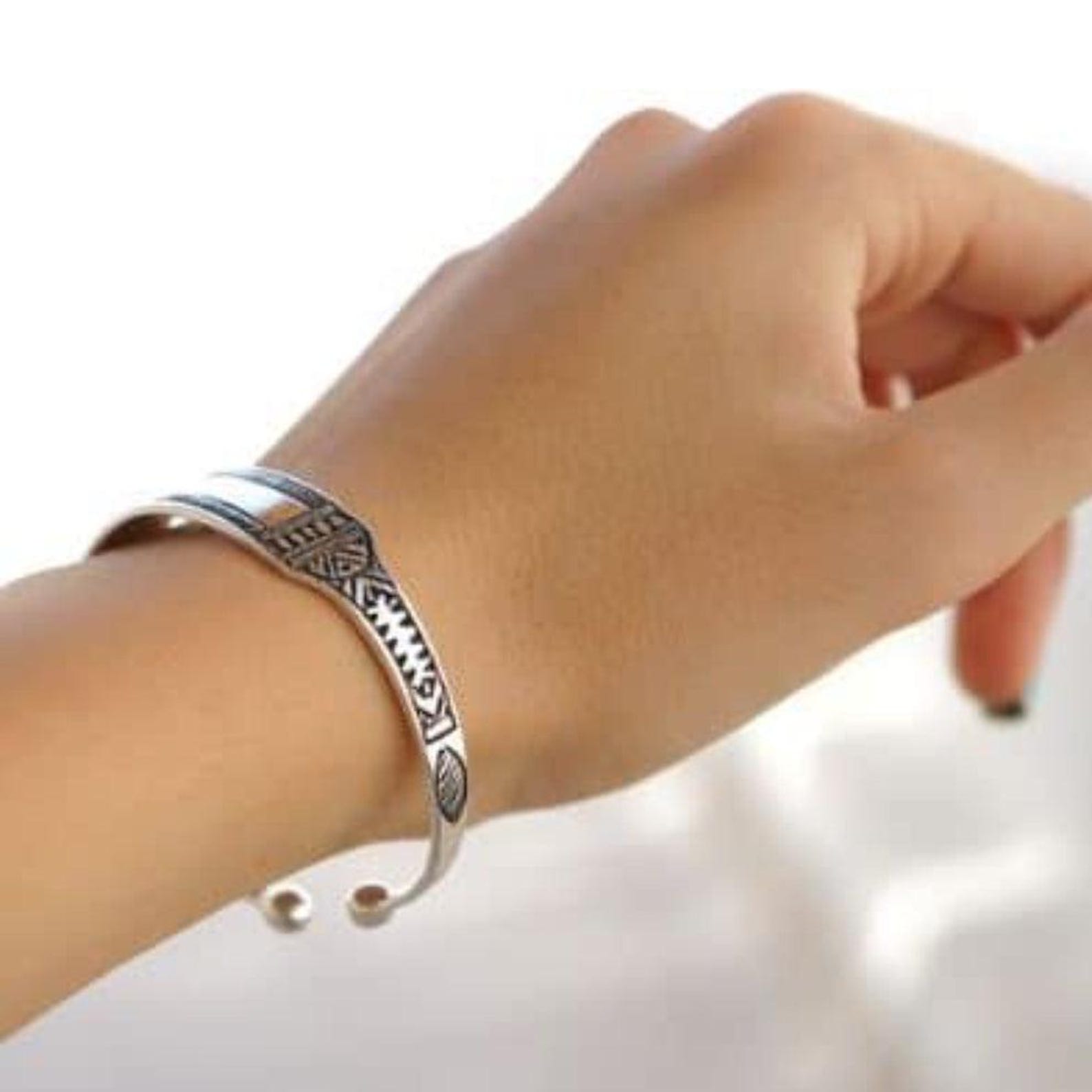 Berber Handmade 925 Sterling Silver Cuff Bracelet Heritage