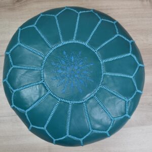 Berber Artisanal Leather Pouffe Handmade Delivered stuffed Pouf