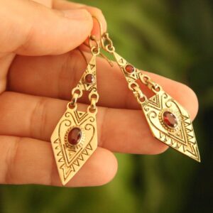 Berber Tuareg Labradorite or Garnet Gemstone Boho Earrings