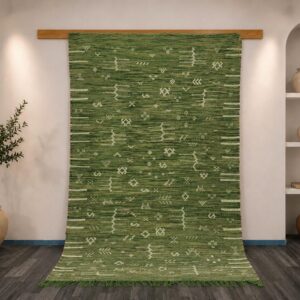 Berber Green Authentic Wool Tribal Boho Living Rug