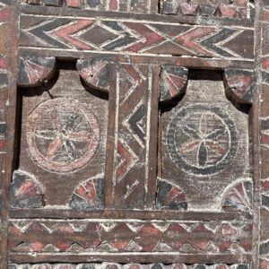 Antique Amazigh Berber Carved Wood Door Panel Wall Art