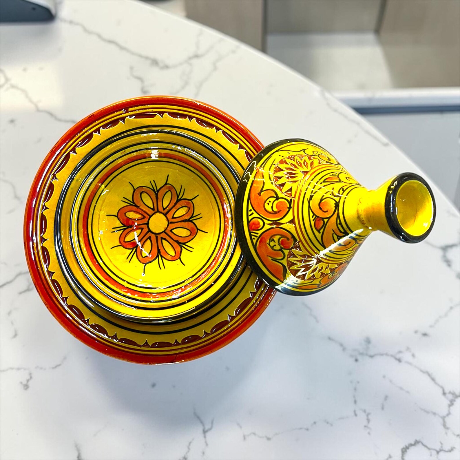 Amazigh Handmade Ceramic Plate Mini Traditional Tagine Set