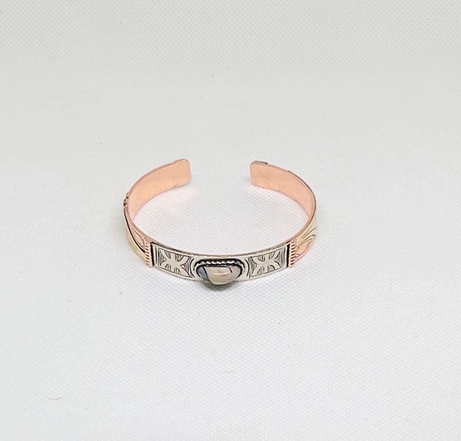 Handmade Amazigh Berber Amber Pure Copper Adjustable Bangle Bracelet