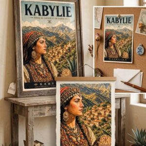 Vintage Kabyle Berber Travel Poster Amazigh Algeria Wall Art