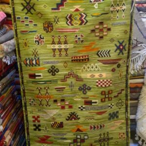 Berber Camel Wool Handmade Runner Rug With Tribal Motifs
