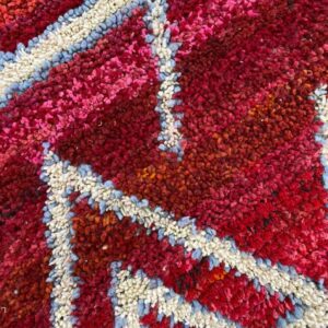 Berber Handwoven Red Wool Geometric Tribal Area Rug