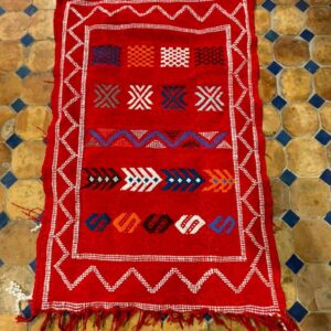 Berber Handmade Cashmere Red Culture Carpet Traditional Rug