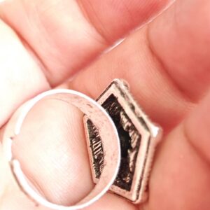 Amazigh Ring in métal argenté émaillé kabyle- - berbère