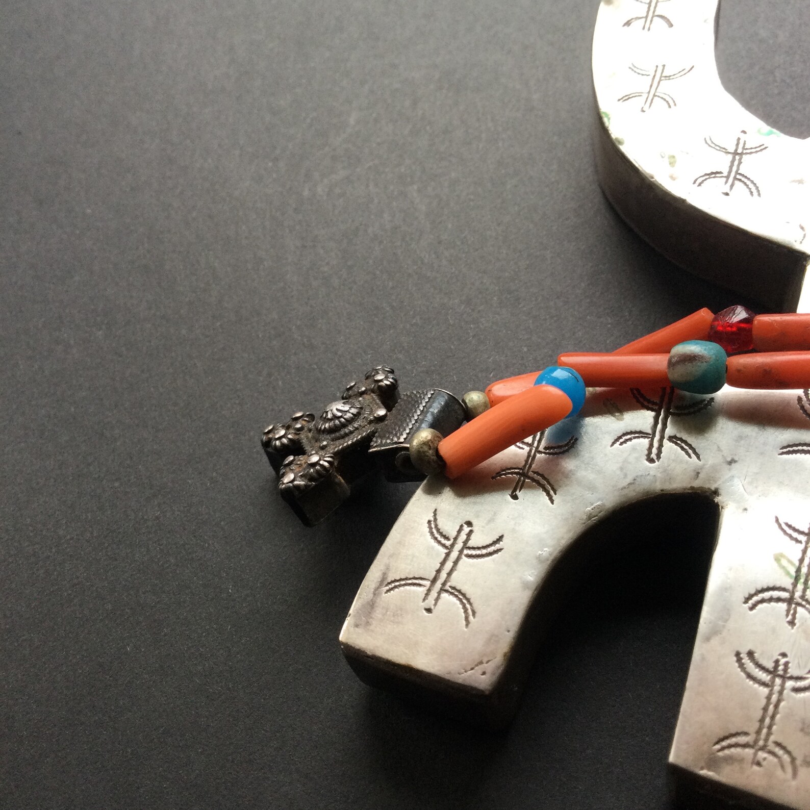 Berber MAURITANIAN CROSS old jewelry silver amulet NECKLACE