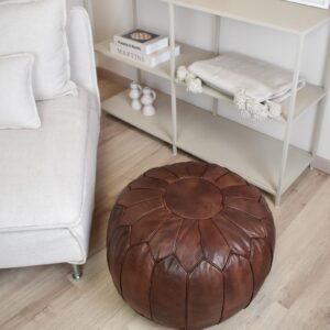Amazigh Premium XL Scandinavian Leather Brown Chocolate Pouf