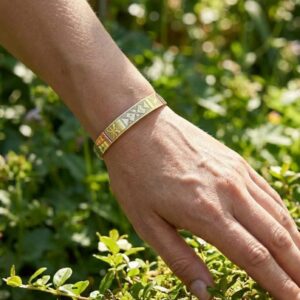 Berber Handmade Gold Brass Engraved Adjustable Symbol Bracelet