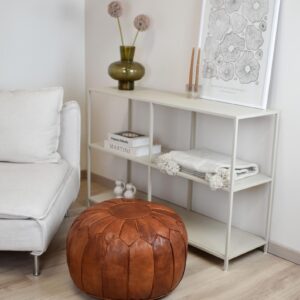 Amazigh Leather XL Honey Brown Delivered Stuffed Pouf