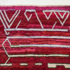 Berber Handwoven Red Wool Geometric Tribal Area Rug