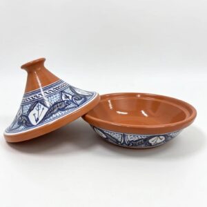 Amazigh Hand-Painted Morrocan Ceramic Blue Flame-Proof Clay Tagine