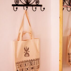 Amazigh AfusArt Cotton Canvas Bag with Symbolic Screen Print