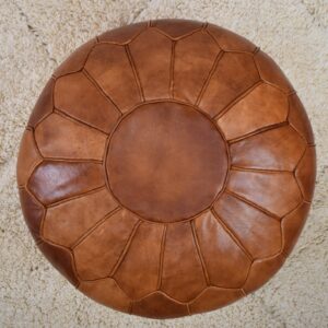 Berber Premium XL Scandinavian Leather Brown Cognac Pouf