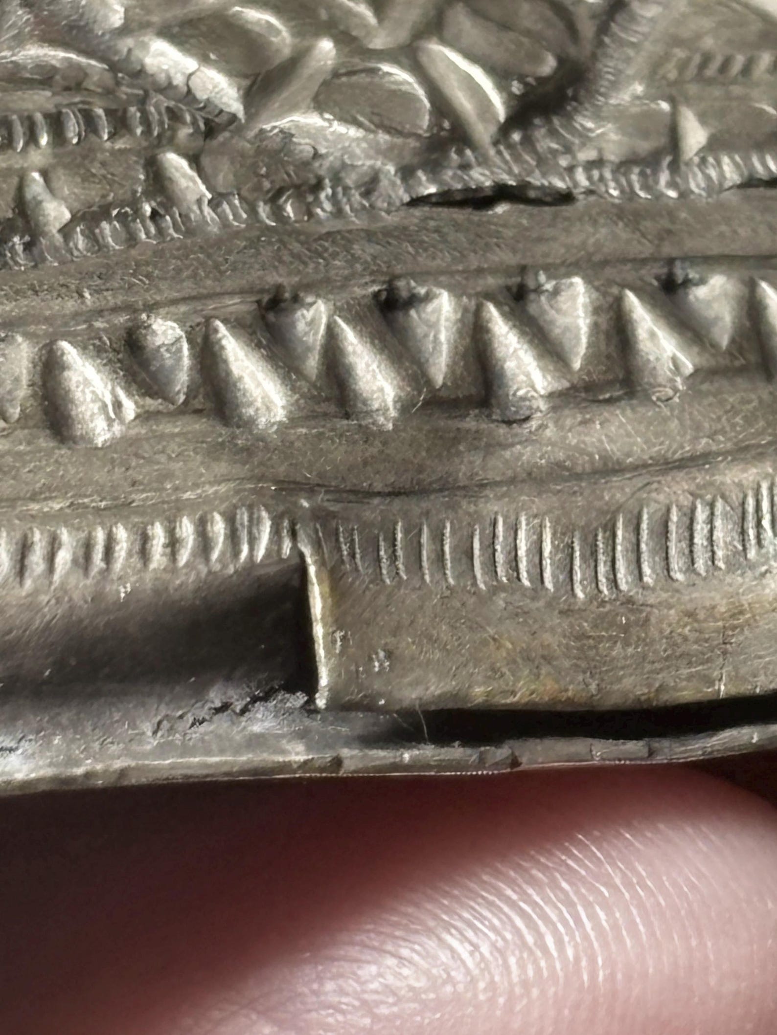Berber Antique Hand Engraved Silver Alloy Amulet Necklace
