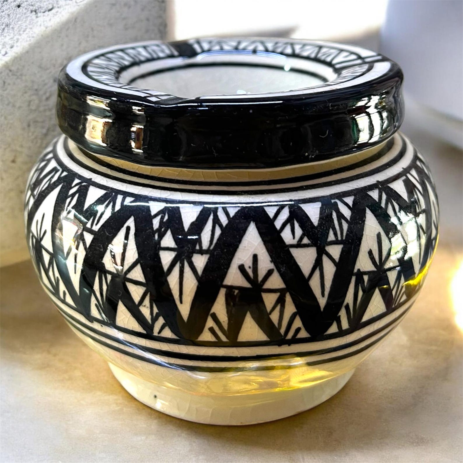 Amazigh Handmade Ashtray Hand Painted Pottery Ceramic Piece