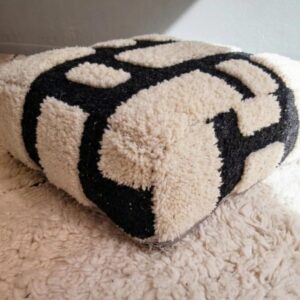 Berber Beni Ourain Floor Cushion Handmade Pouf Ottoman