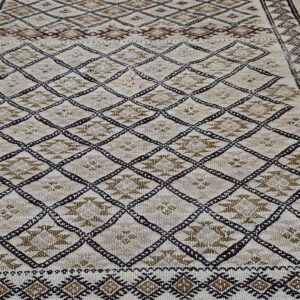Amazigh Neutral toned Handmade Vintage Carpet - Wool Diamond Rug