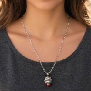 Amazigh Kabyle Berber Silver-Tone Enamel Pendant Stainless Steel Necklace