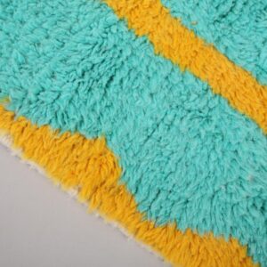 Custom Amazigh Berber Turquoise Geometric Natural Wool Living Room Rug