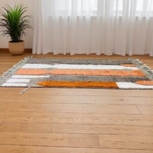 Berber Textured Handwoven Wool High-Pile Abstract Design Rug
