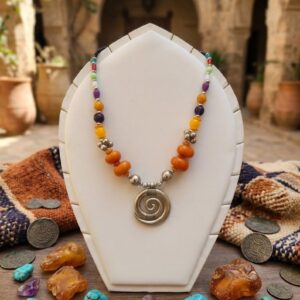 Berber Ethnic Spiral Horn Pendant Silver Plated Necklace