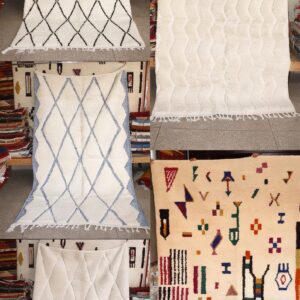 Amazigh AMAN Handwoven White Blue wool 259x152cm Rug