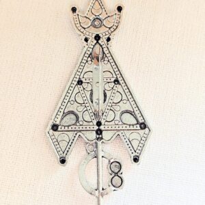 Traditional Amazigh Kabyle Berber Silver-Tone Enamel Metal Jewelry Fibula