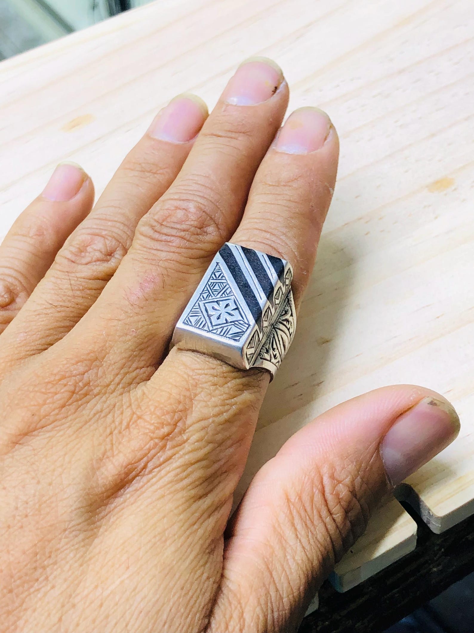Amazigh Gravure amazighe Ring Silver Tribal Touareg Berbère