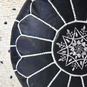 Berber Leather Pouffe Handmade Delivered stuffed Ottoman Pouf
