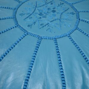 Berber Artisanal Leather Pouffe Handmade Delivered stuffed Pouf