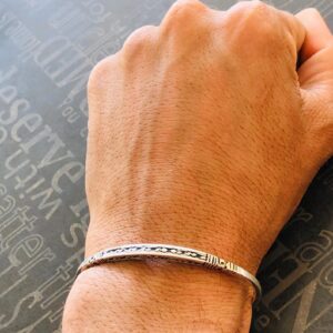 Amazigh Berber gravé Hand-Engraved 925 Silver Adjustable Cuff Bracelet