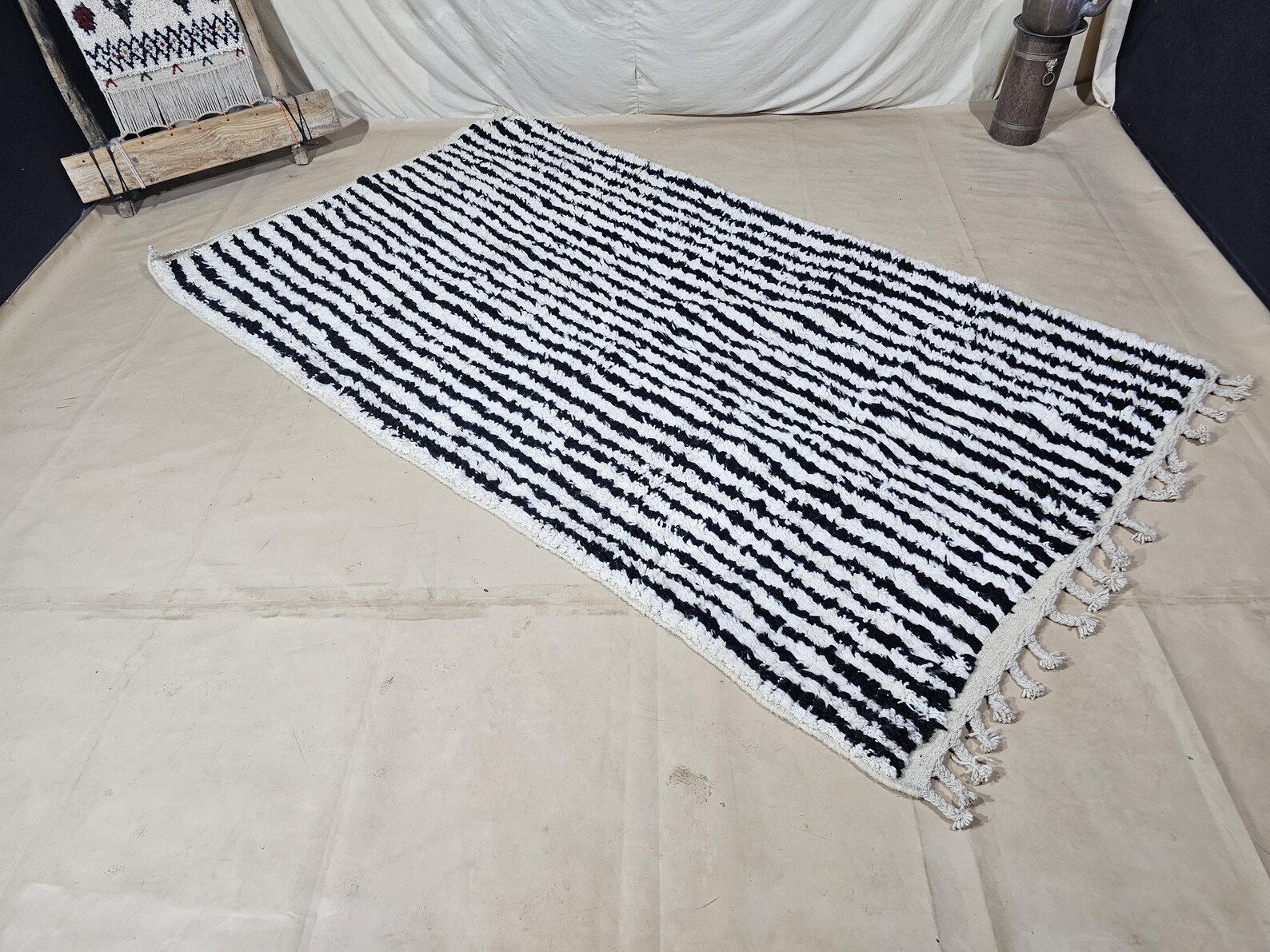 Berber Handwoven Maroccan Authentic Wool Carpet Geometric Rug