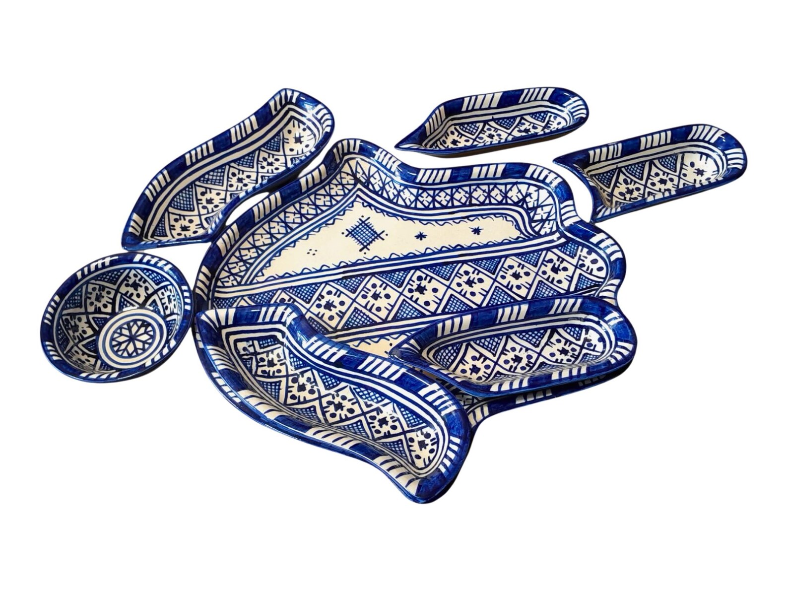 Amazigh Elegant Serving Set Pieces Handmade Ceramic Piece