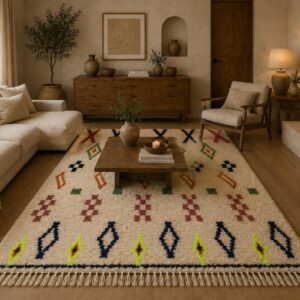 Berber Handmade Wool Colorful Tribal Carpet Boho Rug