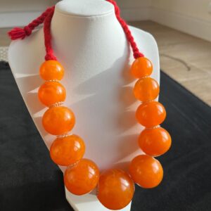 Amazigh Jewelry Perles oranges Orange Necklace Rif Traditional