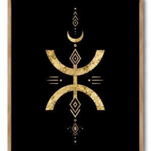 Amazigh Berber Black Gold Modern Symbol Digital Download Wall Art