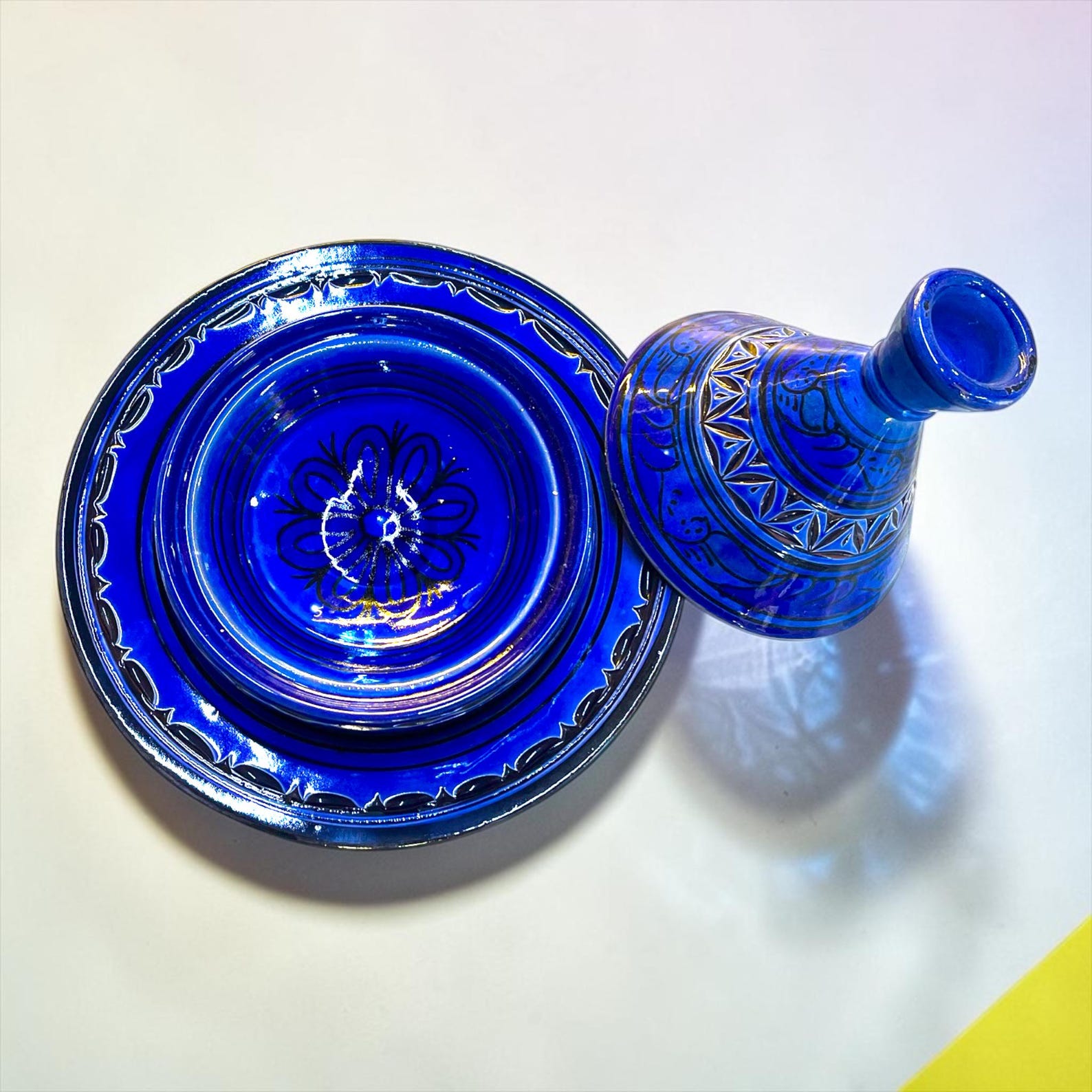 Amazigh Handmade Ceramic Plate Mini Traditional Tagine Set