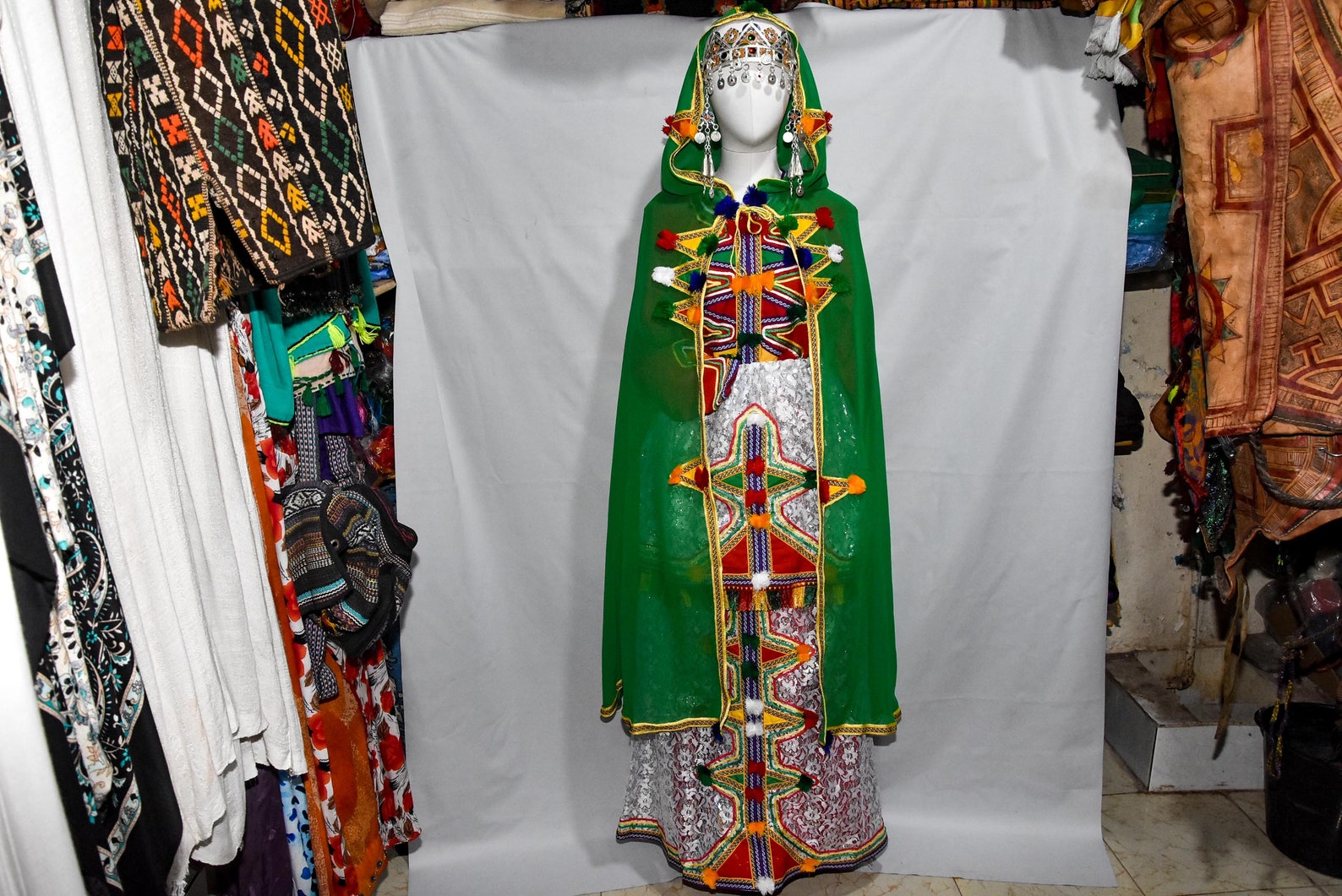 Berber Wedding Dress Caftan Headdress Burnouse Set Kaftan
