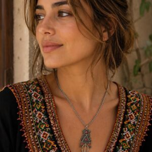 Amazigh Tizerzit Berber Fibula Pendant Stainless Steel Chain Necklace