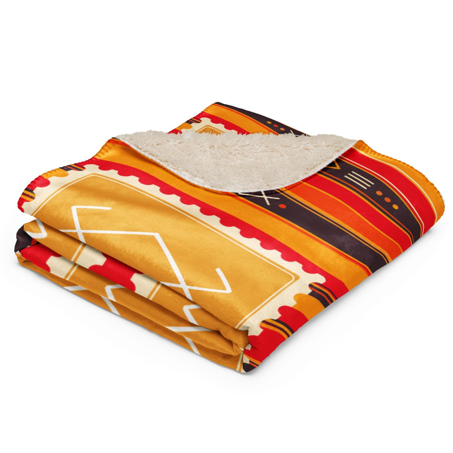 Kabyle Berber Amazigh Sherpa Textile Throw Orange Red North African Blanket