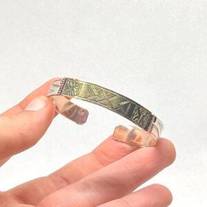 Berber Handmade Gold Brass Engraved Adjustable Symbol Bracelet