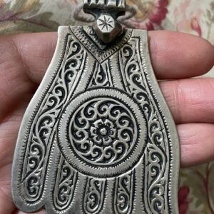 Berber Antique Vintage Silver HAMZA Pendants Big Necklace